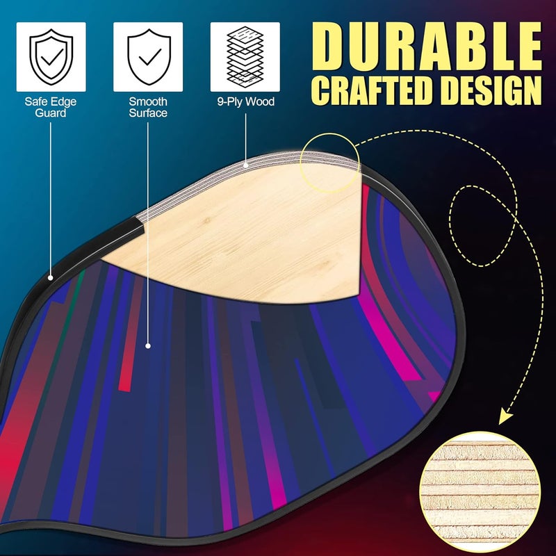 DULCE DOM Pickleball Paddles Set of 2/4 - USAPA Approved, 4 Indoor Outdoor Pickleball Balls, Fiberglass Surface Paddle Racket with Cover Bag, Ideal Training Equipment Gift for Men & Women - Image 4